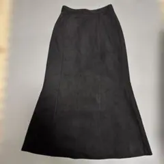 黒 スエード風 フレアロングスカート