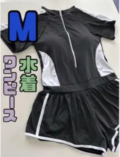 ⭐️フォロー割⭐️ 水着　フィットネス　ジム　プール　ワンピース　黒　M 体型カバー