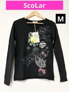 ❤️新品未使用❤️ScoLar スカラー長袖 ドクロ モチーフ カットソーMブラックのサムネイル