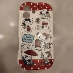 スヌーピー iPhone15.16用ケース ホワイト/レッド