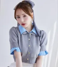 one after another NICECLAUPレイヤード襟付きポロニット