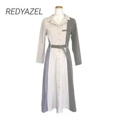 レディアゼル 配色切替 ベルト付き ロングワンピース くすみカラー 秋冬 S