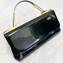 銀座かねまつ　2WAY仕様 エナメル クラッチバッグ ハンドバッグ ゴールド