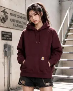 00s Carharttカーハート⭐️ボルドー⭐️スウェットパーカー⭐️M⭐️メキシコ‼️のサムネイル