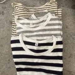 ストライプ Tシャツ、ロンT 120 7部袖130 無印良品　3枚セット