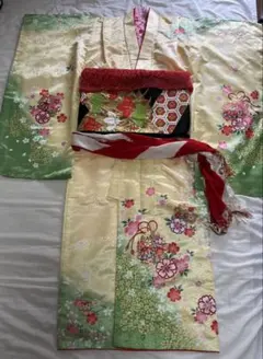 七五三 子ども着物 アンティーク 菊 紅葉 橋 7歳 正絹 - メルカリ
