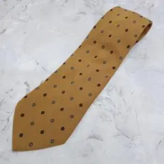 美品】エルメネジルドゼニア　ネクタイ　ゴールド　小紋柄　シルク　ウール【n516