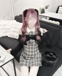 ミシェルマカロン ハニーミュウ アームカバー付き千鳥柄ワンピ