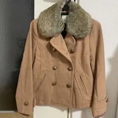 ダブルブレスト ピーコート ブラウン キャメル