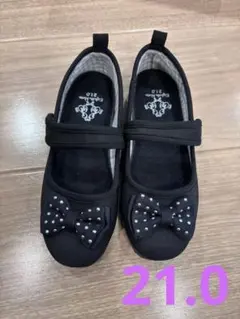 リボン付き黒フォーマルシューズ 21.0