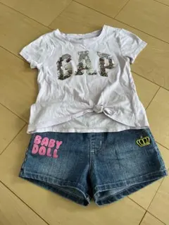 GAP Tシャツ & BABY DOLL デニムショートパンツ セット