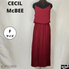 CECIL McBEE キャミワンピース ノースリーブ プリーツ レッド