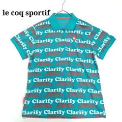 【ルコックスポルティフ】半袖ポロシャツ ゴルフシャツ 英字総柄 ワンポイント刺繍