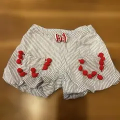 Baby cheer 赤いポンポン付きストライプかぼちゃパンツ