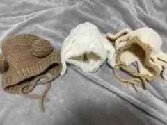 ベビー帽子セット ポンポンと耳付き