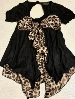 CECIL McBEE レオパード柄 チュニックシフォン リボン Y2K ギャル