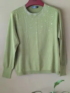 Björk オリーブグリーン 長袖ニットセーター