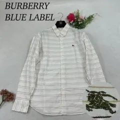 K206 M バーバリーブルーレーベル ロゴ刺繍 シャツ ホワイト メンズ