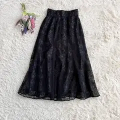 『natural couture』長さ変えれるチュール刺繍レーススカート　ロング