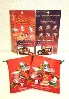 サンリオ クリスマス ６点セット シートシール フレークシール 巾着