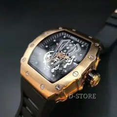 D-STORE オマージュウォッチ トノー型ラバーバンド クォーツ腕時計