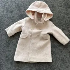 CYRILLUS淡いピンクのWOOLフード付きコート