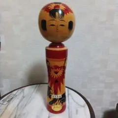 上山温泉　村尾浪漫　花柄こけし人形 高さ33cm