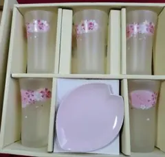 桜模様のガラスグラスセット 6個