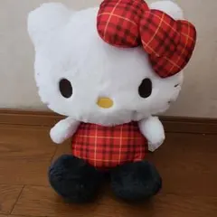 ハローキティ チェック柄ぬいぐるみ ラウンドワン限定