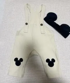 petit main 80 ミッキー サロペット　【ミッキー ヘアバンド付き】
