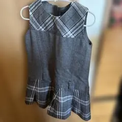 COMME CA ISM ワンピース キッズ グレー チェック 110