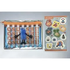 スシロー × パペットスンスン コラボ限定 クリアポーチ&シール ブルー