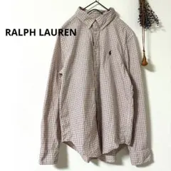RALPH LAUREN チェック柄 ボタンダウンシャツ オレンジ　キッズL