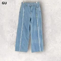 GU ジーユー　ワイドデニムパンツ　ライトブルー　綿100% カジュアル　L