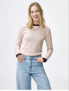 gu ソフトシアークルーネックT ピンク　M