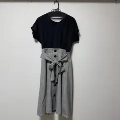 ブルーレーベルクレストブリッジ　ネイビー チェック　半袖ワンピース