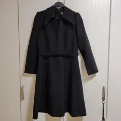 レトロ　ブラック礼服ワンピース ベルト付き 長袖