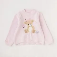 メゾピアノ 110cm クマモールニットプセータートレーナー　ピンク