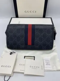 美品　GUCCI 長財布 ラウンドファスナー シェリーライン GGスプリームのサムネイル