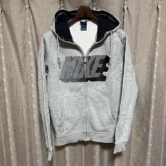 y032703 NIKE パーカー　M　デカロゴ　グレー　ジップアップ