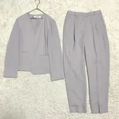 ナチュラルビューティーベーシック ノーカラージャケット パンツスーツ 上下セット