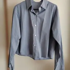 レディースchemi 長袖シャツ ブルー　クロップト丈Made in Korea