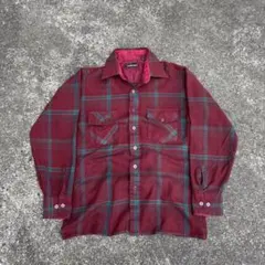 80s vintage 長袖シャツ チェック ダブルフラップ
