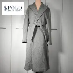 ポロ ラルフローレン ウール 100% ヘリンボーン ロング コート ベルト有
