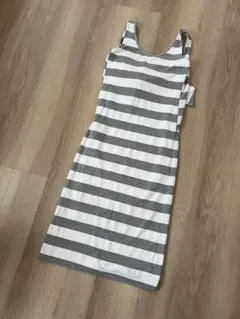 ストライプ ノースリーブ ロングワンピース M