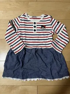 DOUBLE-B ストライプ 長袖ワンピース