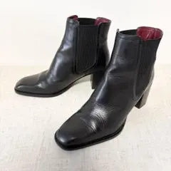 極美品★ZARA サイドゴアブーツ スクエアトゥ ショートブーツ 24.5cm