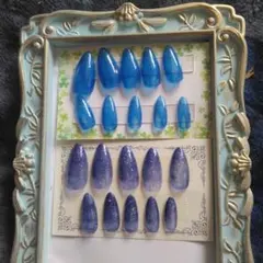 青紫グラデーションラメネイルチップ20個セット フルサイズ