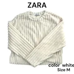 ZARA トラファルック ボア風ニット セーター Mサイズ ホワイト