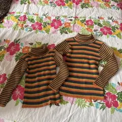 ボーダータートルネック長袖カットソー 110.120セット売り